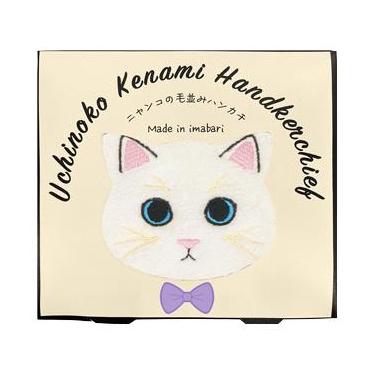 毛並みはんかち 白猫