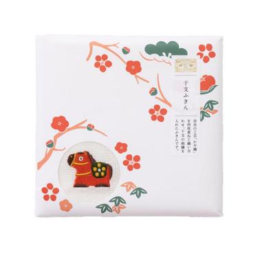 干支ふきん 午 29×29cm 白