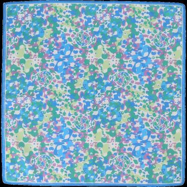 プリントハンカチ WORLD ブルー