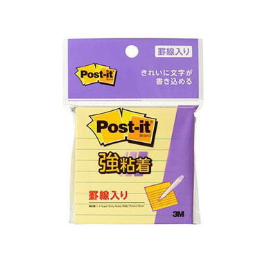 ポストイット 強粘着 ノート 罫線入り イエロー