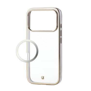 iPhone17Pro用ケース メタリックライン ブラックグレージュ