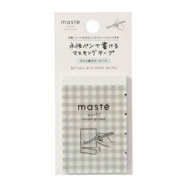 水性ペンで書けるマスキングテープ ミシン目入りシート ギンガムチェック・グレー