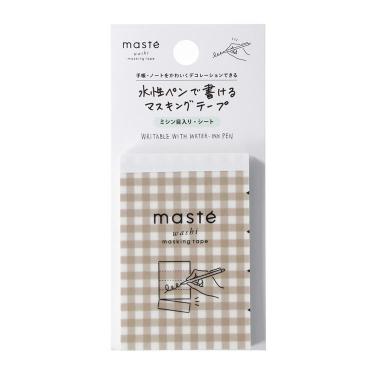 水性ペンで書けるマスキングテープ ミシン目入りシート ギンガムブラウン