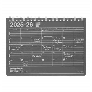 2025年9月始まり手帳 月間 B5変形 ノートブックカレンダー・M ダークグレー