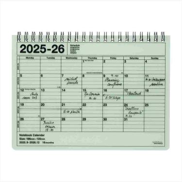 2025年9月始まり手帳 月間 B5変形 ノートブックカレンダー・M アイスグリーン