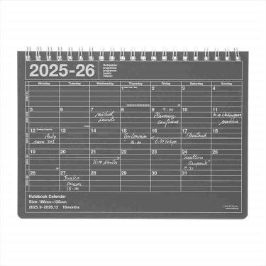2025年9月始まり手帳 月間 B6変形 ノートブックカレンダー・S ダークグレー