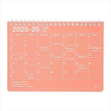 2025年9月始まり手帳 月間 B6変形 ノートブックカレンダー・S サーモンピンク