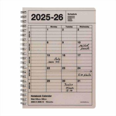 2025年9月始まり手帳 月間 B6変形 ノートブックカレンダー・S 縦型 スモーキーベージュ