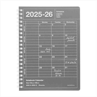 2025年9月始まり手帳 月間 B6変形 ノートブックカレンダー・S 縦型 ダークグレー