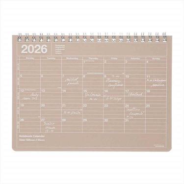 2026年1月始まり手帳 月間 B5変形 ノートブックカレンダー・M ブラウン