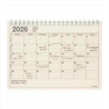 2026年1月始まり手帳 月間 B5変形 ノートブックカレンダー・M アイボリー