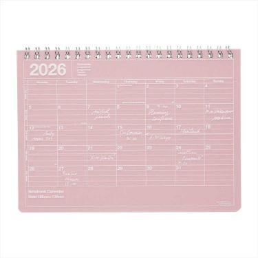 2026年1月始まり手帳 月間 B5変形 ノートブックカレンダー・M ピンク