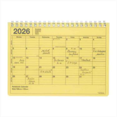 2026年1月始まり手帳 月間 B6変形 ノートブックカレンダー・S イエロー