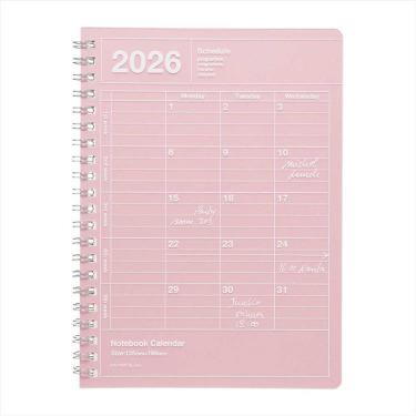 2026年1月始まり手帳 月間 B6変形 ノートブックカレンダー・S 縦型 ピンク