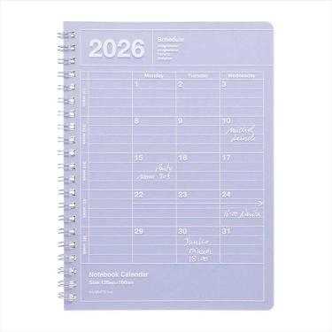 2026年1月始まり手帳 月間 B6変形 ノートブックカレンダー・S 縦型 パープル
