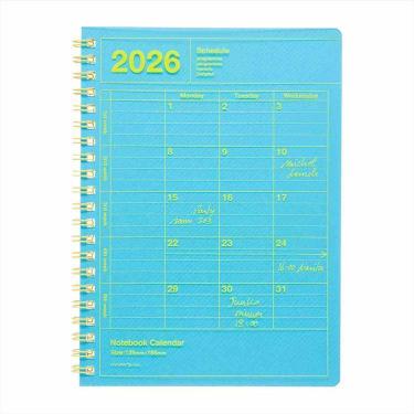 2026年1月始まり手帳 月間 B6変形 ノートブックカレンダー・S 縦型 ネオンブルー