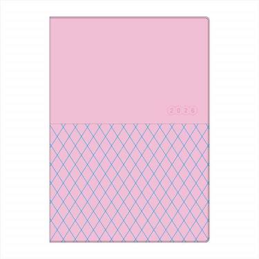 2025年12月始まり手帳 週間ブロック B6 チェックポケットカバー ピーチ