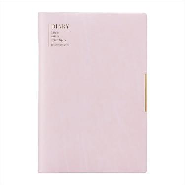 2025年12月始まり手帳 週間レフト B6変形 縁金具付きカバー ピンク