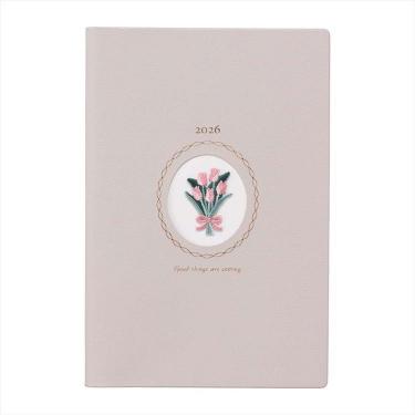 2025年12月始まり手帳 週間レフト B6変形 ワンポイント刺繍 チューリップ