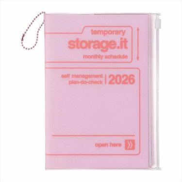 2025年12月始まり手帳 月間 B6変形 ストレージイット シャーベット ストロベリー