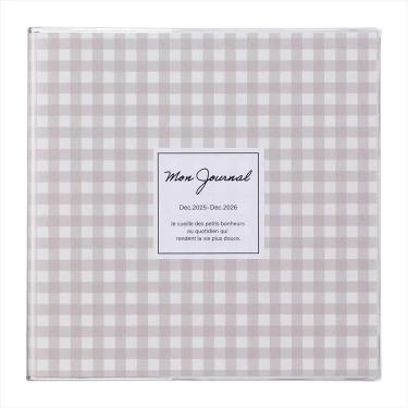 2025年12月始まり手帳 週間ブロック A5 スクエア ギンガムチェック グレー
