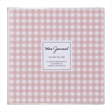 2025年12月始まり手帳 週間ブロック A5 スクエア ギンガムチェック ピンク