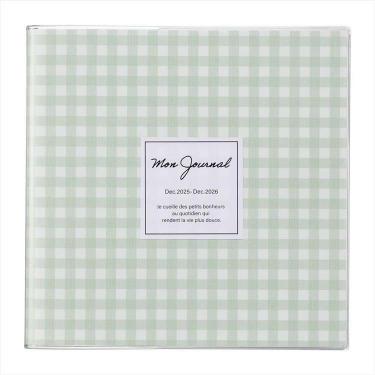 2025年12月始まり手帳 週間ブロック A5 スクエア ギンガムチェック ミント