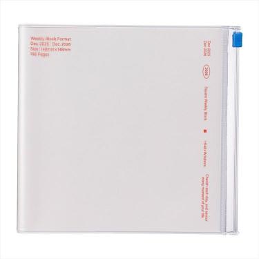 2025年12月始まり手帳 週間ブロック A5 スクエア クリアスライドジッパー アイボリー