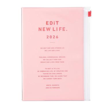 2026年4月始まり手帳 デイリー B6変形 EDiT タイポポケット ストロベリーミルク