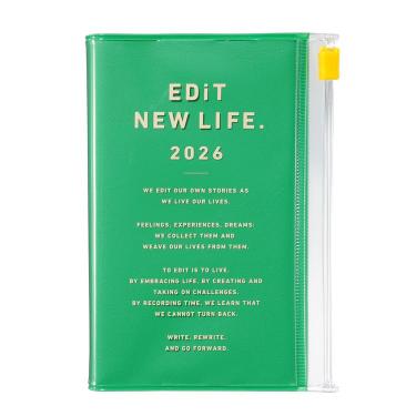 2026年4月始まり手帳 デイリー B7変形 EDiT タイポポケット ケリーグリーン