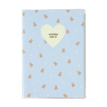 2026年3月始まり手帳 月間 B6 ホールハート・テディベア ブルー