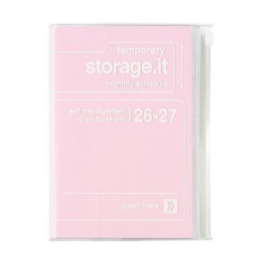 2026年3月始まり手帳 月間 B6変形 ストレージイット テクスチャー ピンク
