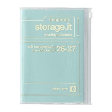 2026年3月始まり手帳 月間 B6変形 ストレージイット テクスチャー ミント