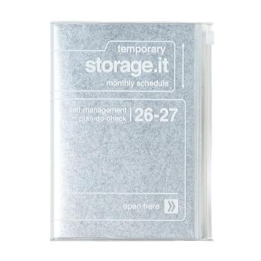 2026年3月始まり手帳 月間 B6変形 ストレージイット テクスチャー シルバー