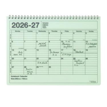 2026年4月始まり手帳 月間 B5変形 ノートブックカレンダー M ミント