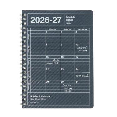 2026年4月始まり手帳 月間 B6変形 ノートブックカレンダー S・縦型 ラメブラック