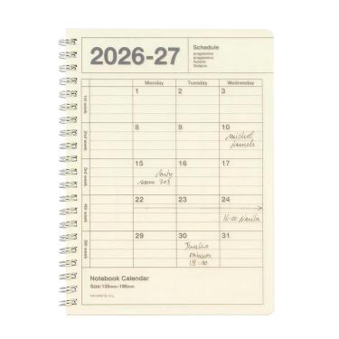 2026年4月始まり手帳 月間 B6変形 ノートブックカレンダー S・縦型 アイボリー