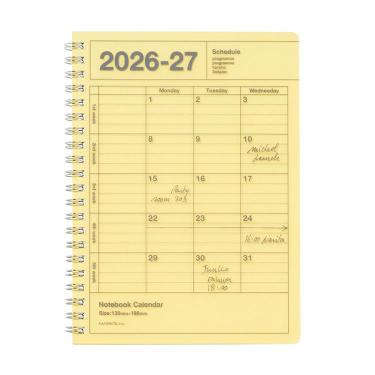 2026年4月始まり手帳 月間 B6変形 ノートブックカレンダー S・縦型 イエロー