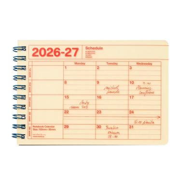 2026年4月始まり手帳 月間 B7変形 ノートブックカレンダー XS アイボリー