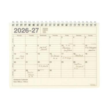 2026年4月始まり手帳 月間 B6変形 ノートブックカレンダー S アイボリー