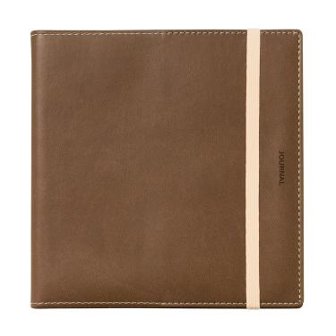 2026年3月始まり手帳 週間ブロック スクエア PU縫製 ジャケットカバー ブラウン