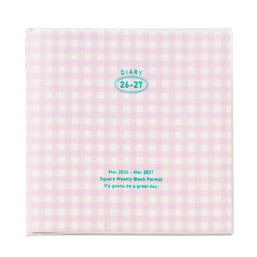2026年3月始まり手帳 週間ブロック スクエア ギンガムチェック ピンク