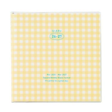 2026年3月始まり手帳 週間ブロック スクエア ギンガムチェック イエロー
