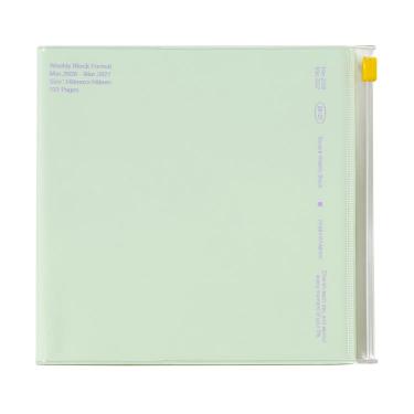 2026年3月始まり手帳 週間ブロック スクエア クリアスライドジッパー ミント