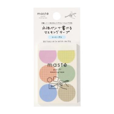 水性ペンで書けるマスキングテープ シート まる
