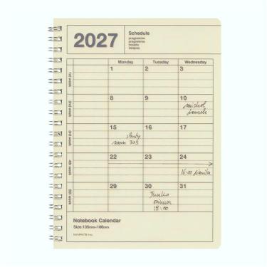 2027年1月始まり 月間 B6 ノートブックカレンダー S 縦型 アイボリー