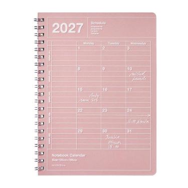 2027年1月始まり 月間 B6 ノートブックカレンダー S 縦型 ピンク