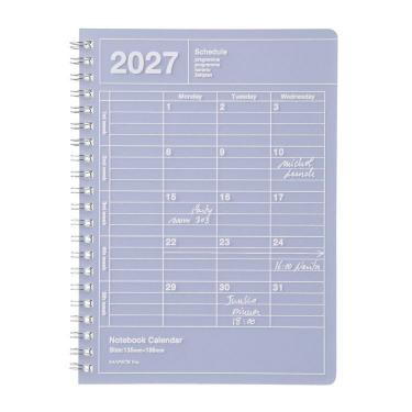 2027年1月始まり 月間 B6 ノートブックカレンダー S 縦型 パープル