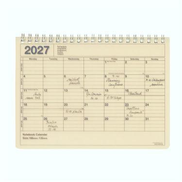 2027年1月始まり 月間 B6 ノートブックカレンダー S アイボリー