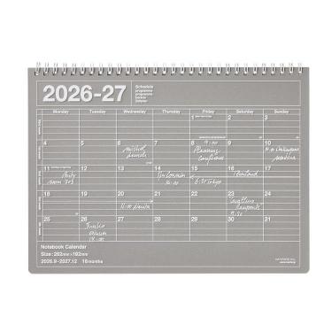 2026年9月始まり 月間 ノートブックカレンダー M ダブグレー